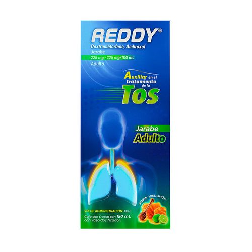 Jarabe con Dextrometorfano 225mg y Ambroxol 225 mg Reddy Adulto 150ml