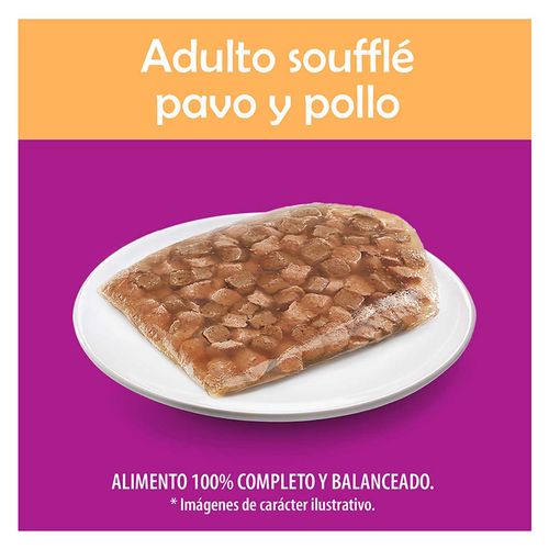 Sobres Whiskas para Gatos Adultos, sabor Soufflé Pollo y Pavo 85g