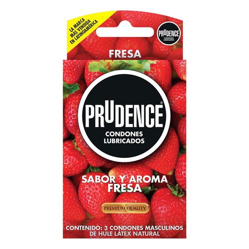 Condones de Látex Prudence Sabor y Aroma Fresa 3 Condones