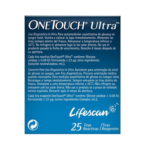 Tiras Reactivas One Touch Ultra 25 Tiras