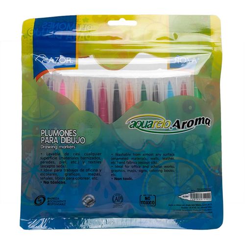 Plumones Azor 12 Piezas Aquarelo