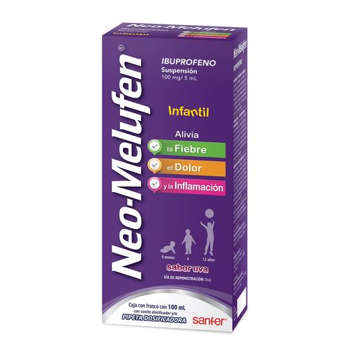 Suspensión Infantil Neo-Melufen Caja con Frasco con 100ml y Pipeta Dosificadora