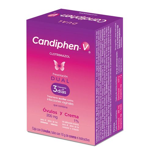 Tratamiento Vaginal Candiphen-V Dual 3 Óvulos y Crema en Tubo de 30g