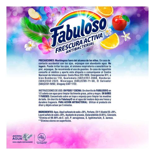 Limpiador Multiusos Líquido Fabuloso Alternativa al Cloro Antibacterial 1L