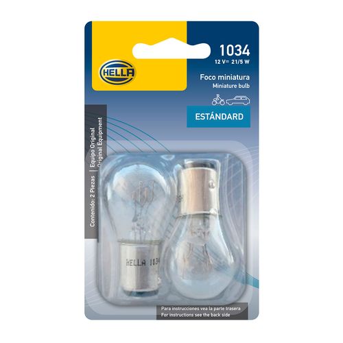 Foco Miniatura Hella Trasparente 12V 21/5W 2 Piezas