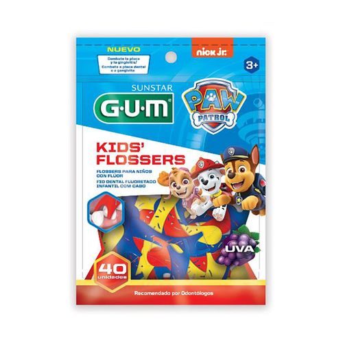 Mango con Hilo Dental Infantil con Mango GUM Flossers Paw Patrol 40 piezas