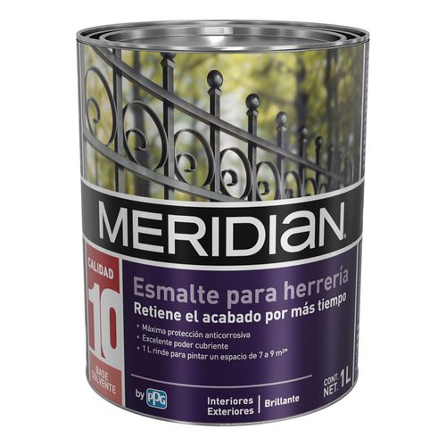 Esmalte para Herrería Meridian Color Negro Acabado Brillante 1L