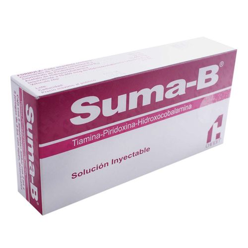 Solución Inyectable Suma-B 5 Ampolletas con 2ml y 5 Jeringas de 3ml con Agua