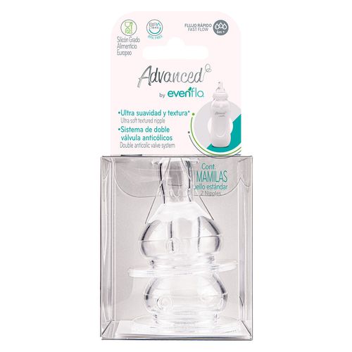 Mamila Advanced by Evenflo Light Cuello Estándar Flujo Rápido 2 pack