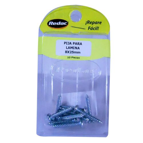 Pija Lámina Redac Galvanizada 8x25mm 8 Piezas.