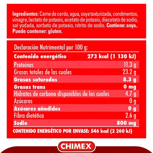 Chorizo de Cerdo Casero Chimex 200g