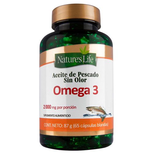 Cápsulas Natures Life Omega 3 Frasco con 65 Cápsulas