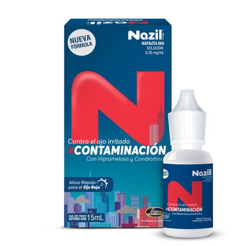 Gotas Oftálmicas Nazil Contaminación Alivia los Ojos Irritados 15ml
