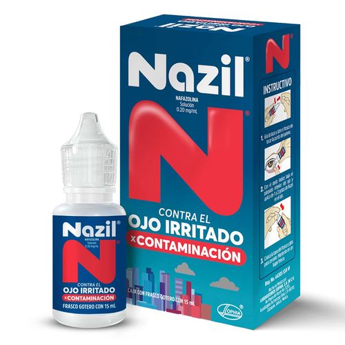 Gotas Oftálmicas Nazil Contaminación Alivia los Ojos Irritados 15ml