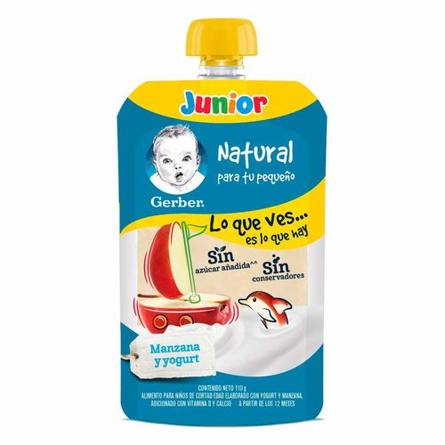 Papilla con Yogurt Gerber Junior Etapa 4 Manzana Pouch 110g