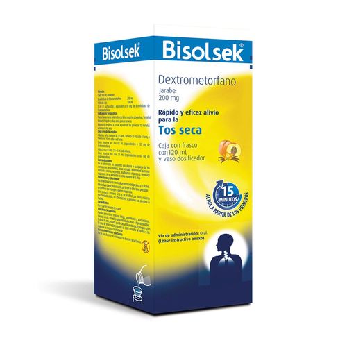 Jarabe Bisolsek Antitusivo Caja con frasco con 120ml y Vaso Dosificador