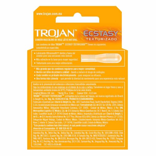 Condones de Látex Trojan Ecstasy Texturizado 2 Condones