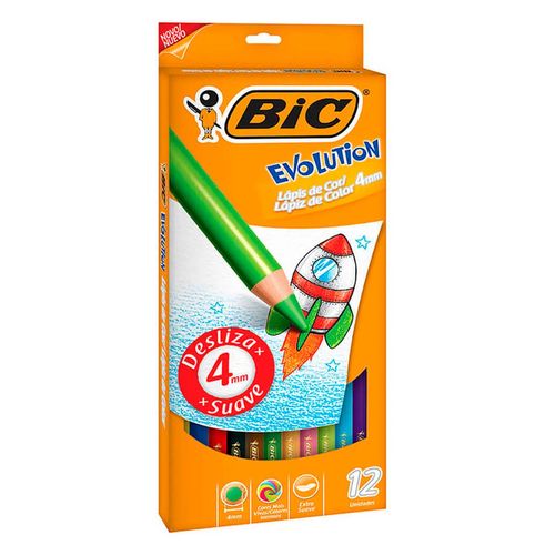 Lápices de Colores Bic Evolution Mina Gruesa 12 Piezas