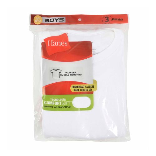 Playera Cuello Redondo Hanes B233C01 Blanco