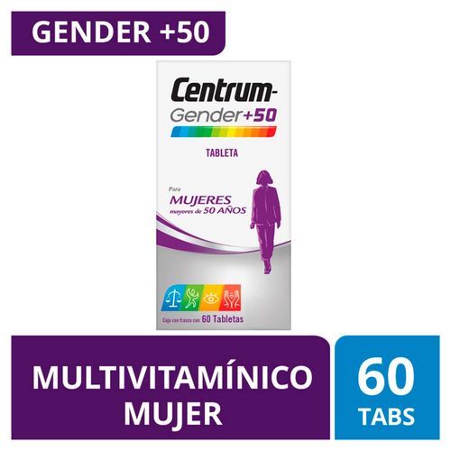 Tabletas Centrum Gender +50 Mujeres Frasco con 60 Tabletas