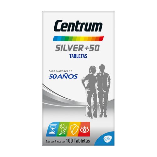Tabletas Centrum Multivitamínico Silver +50 Frasco con 100 Tabletas