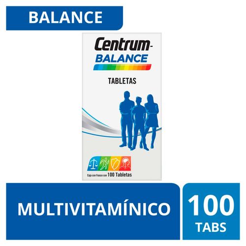 Tabletas Centrum Multivitamínico Balance Frasco con 100 Tabletas