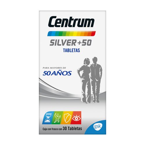 Tabletas Centrum Multivitamínico Silver +50 Frasco con 30 Tabletas