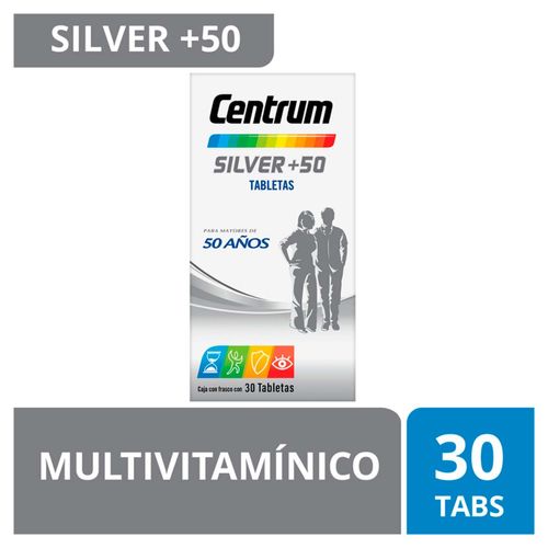Tabletas Centrum Multivitamínico Silver +50 Frasco con 30 Tabletas