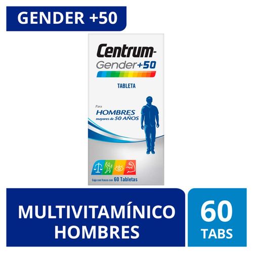 Tabletas Centrum Gender +50 Hombres Frasco con 60 Tabletas