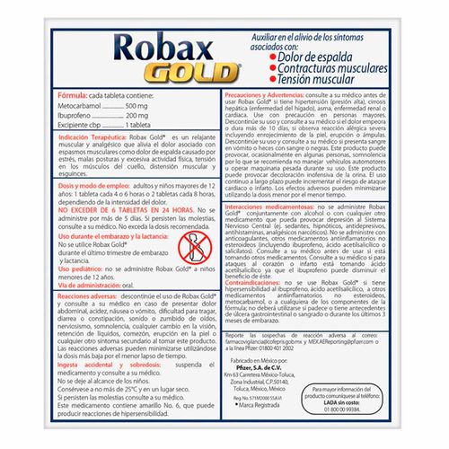 Robax Gold Relajante Muscular con Efecto Analgésico 24 Tabletas