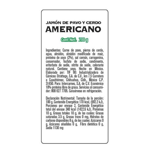 Jamón Bafar Americano 200g