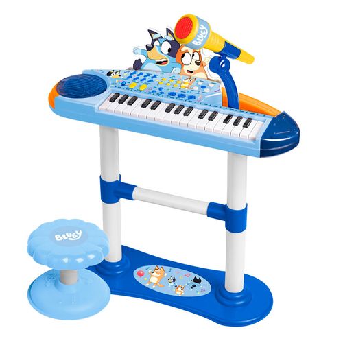 Teclado Con Micrófono y Banqueta Bluey