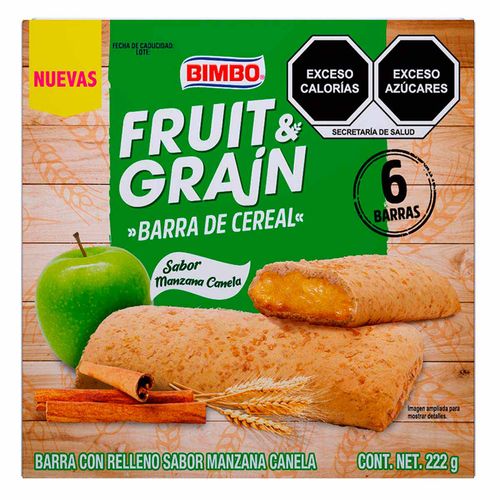 Barra Fruit & Grain Manzana con Canela 6 Pack 222g