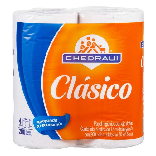 Papel Higiénico Chedraui Clásico Doble Hoja 4 Rollos