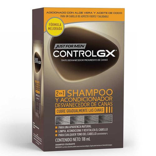 Shampoo Acondicionador Colorante Just For Men Control GX Desvanecedor de Canas 118ml