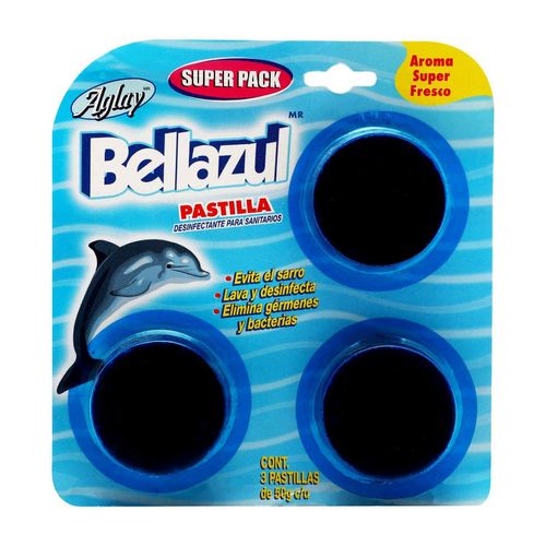 Pastilla Sanitaria Aglay Bellazul Evita Sarro y Desinfecta 3 Piezas de 150g c/u