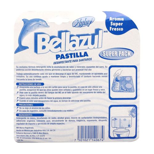 Pastilla Sanitaria Aglay Bellazul Evita Sarro y Desinfecta 3 Piezas de 150g c/u
