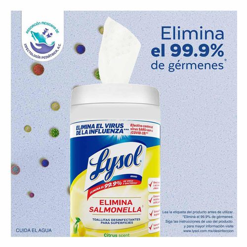 Toallitas Desinfectantes Lysol de Superficies Citrus 80 Toallitas