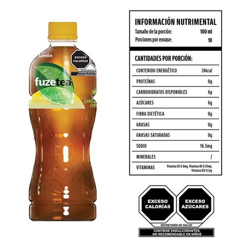 Bebida Fuze Tea Sabor Té Negro Limón 1L