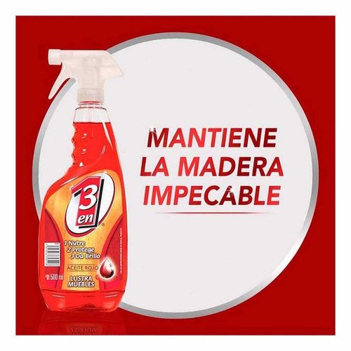 Lustrador de Muebles en Atomizador 3 en 1 Aceite Rojo 500ml