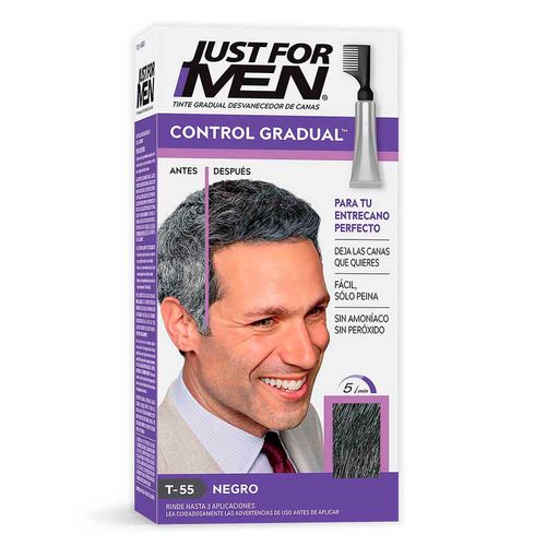 Tinte para Caballero Just For Men Control Gradual Desvanecedor de Canas Castaño Negro 40g