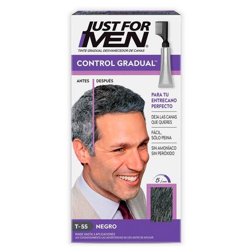 Tinte para Caballero Just For Men Control Gradual Desvanecedor de Canas Castaño Negro 40g