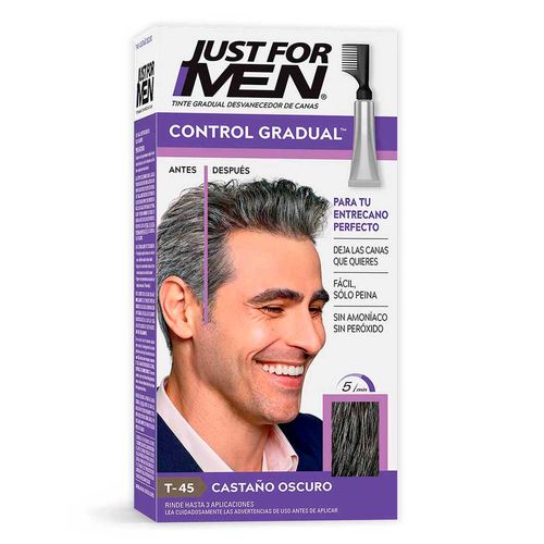 Tinte para Caballero Just For Men Control Gradual Desvanecedor de Canas Castaño Oscuro 40g