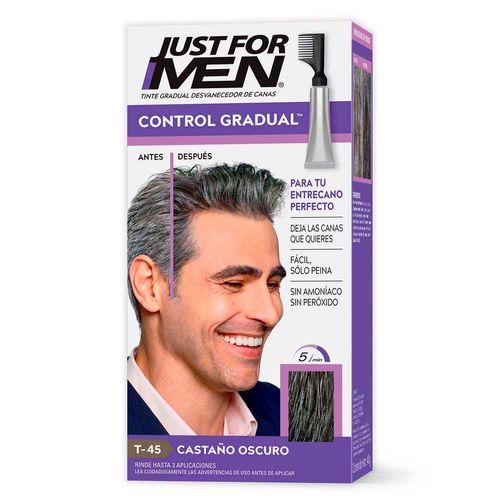 Tinte para Caballero Just For Men Control Gradual Desvanecedor de Canas Castaño Oscuro 40g