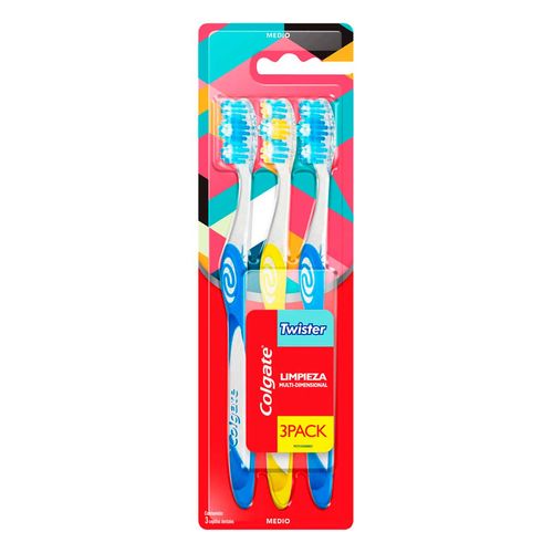 Cepillo de Dientes Colgate Twister Pack Familiar 3 Cepillos