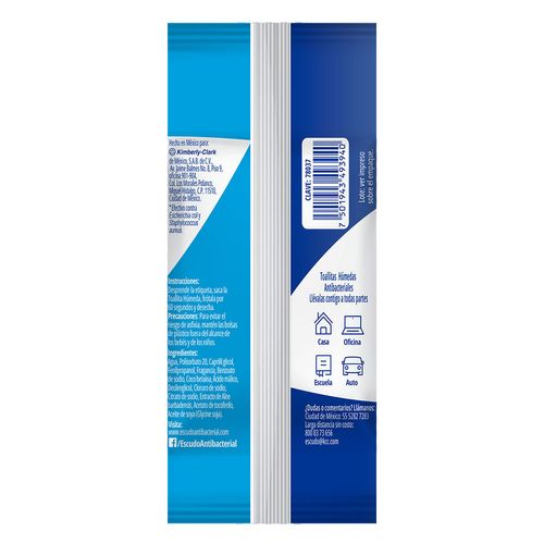 Escudo Antibacterial Toallitas Húmedas Antibacteriales 10 Piezas