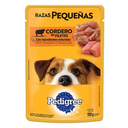 Sobres Pedigree para Perros Razas Pequeñas Sabor Cordero 100g