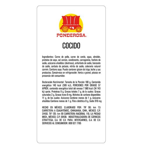 Jamón Cocido Ponderosa por kg
