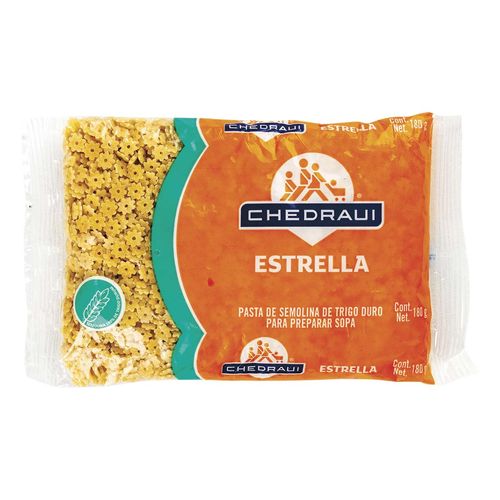 Pasta Chedraui Estrella Semolina de Trigo Duro 180g
