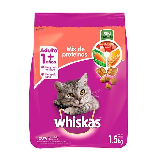 Croquetas Whiskas para Gatos Mix de Proteinas 1.5Kg + 200g